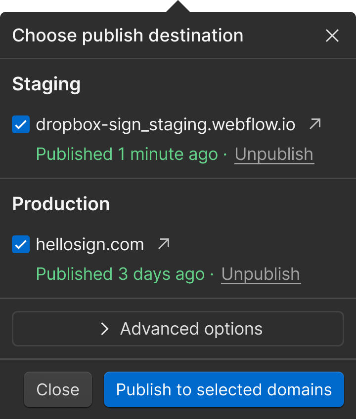 Screenshot of Webflow UI.